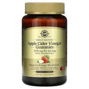 Яблочный уксус, Apple Cider Vinegar Gummies, Solgar, вкус малины и граната, 500 мг, 50 жевательных конфет