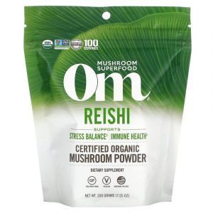 Рейші, сертифікований органічний грибний порошок, Reishi, Om Mushrooms, 200 г