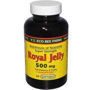 Маточное молочко, Y.S. Eco Bee Farms, 500 мг, 60 капсул