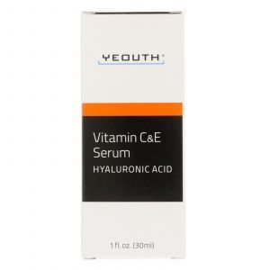Сыворотка с гиалуроновой кислотой, витаминами C и E, Serum with Hyaluronic Acid, Yeouth, 30 мл