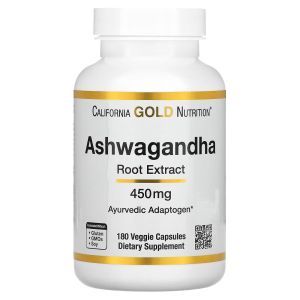 Ашвагандха, Ashwagandha, California Gold Nutrition, 450 мг, 180 капсул