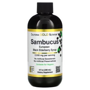Бузина чёрная, Adult Sambucus Elderberry, California Gold Nutrition, 240 мл