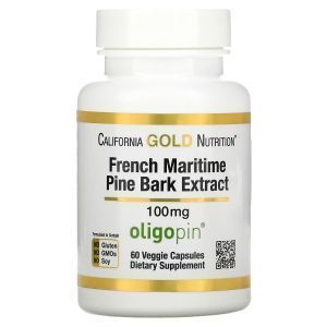 Экстракт коры французской приморской сосны, олигопин, French Maritime Pine Bark Extract, Oligopin, California Gold Nutrition, 100 мг, 60 капсул