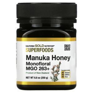 Мед манука, монофлорный, Manuka Honey, Monofloral, MGO 263+, SUPERFOODS, California Gold Nutrition, 250 г