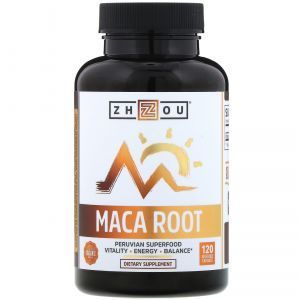 Мака, корень, Organic Maca Root, Zhou Nutrition, 120 капсул