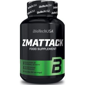 ZMA формула для спортсменов, ZMAttack, BioTech USA, повышение тестостерона, 60 капсул
