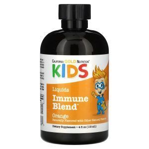 Жидкая иммунная смесь для детей, Liquid Immune Blend For Children, California Gold Nutrition, без спирта, со вкусом апельсина, 118 мл