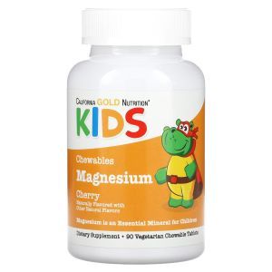 Магний для детей, Chewable Magnesium for Children, California Gold Nutrition, со вкусом вишни, 90 таблеток