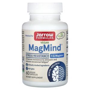 Поддержка когнитивных функций, Vegan MagMind, Stress Resistance, Jarrow Formulas, 60 капсул
