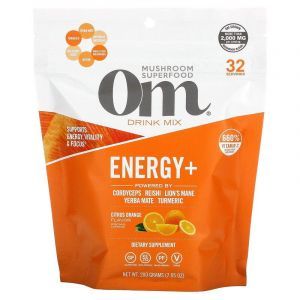 Om Mushrooms, Energy+ Drink Mix, Citrus Orange , 7.05 oz (200 g)